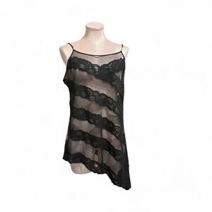 Vintage Victoria’s Secret Black asymmetrical Babydoll Slip Dress Lingerie Size L